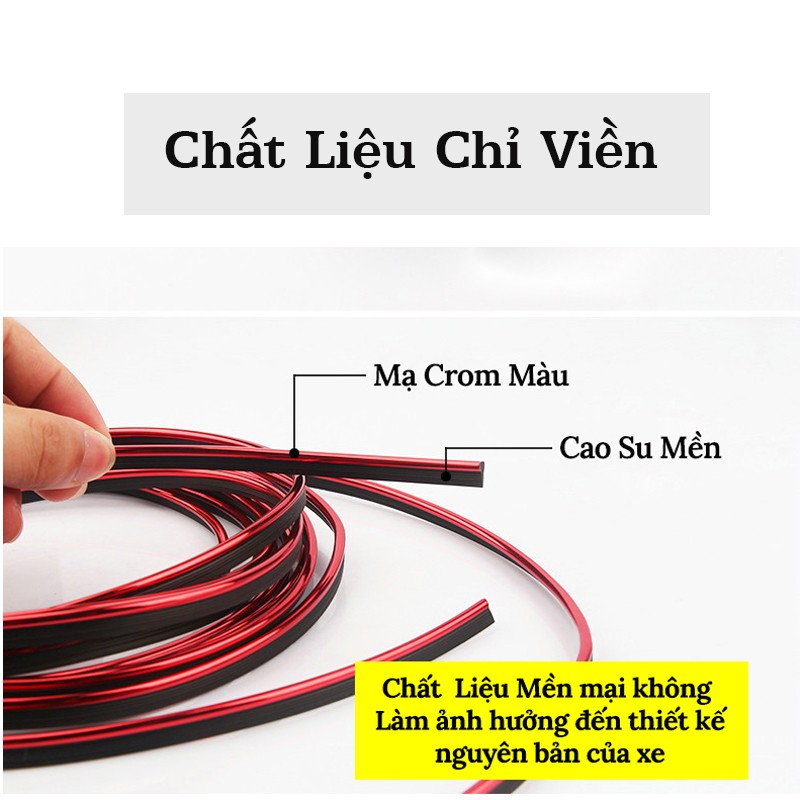 Chỉ Viền Trang Trí Nội Thất Ô Tô - Chất Liệu Mạ Crom Siêu Đẹp - Cuộn 5M