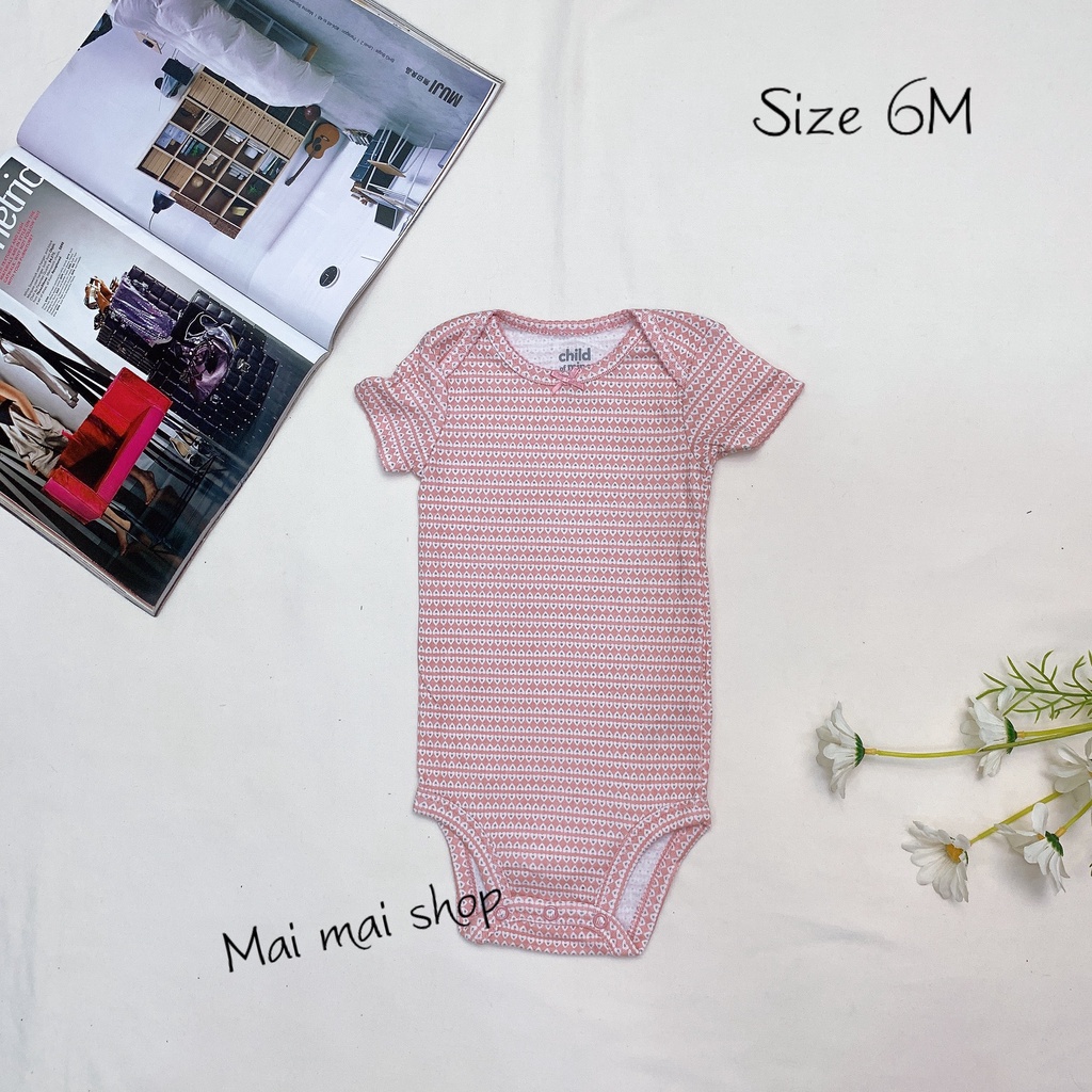 (3-6M Chọn màu-Gái) Body chip TAY NGẮN,CÁNH TIÊN xuất dư cổ tròn, cổ đáp chéo cho bé gái sz 3-6M- Bộ liền thân cho bé