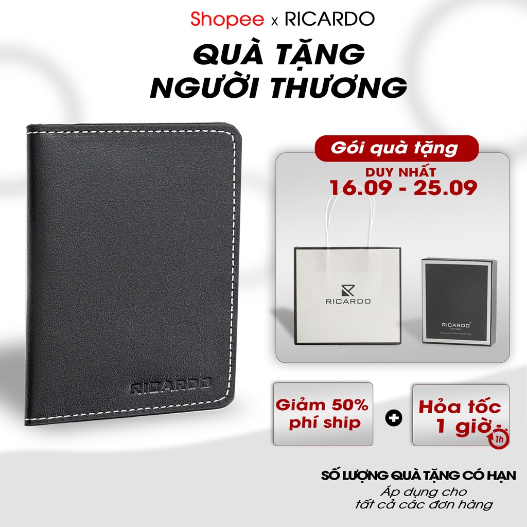 Ví nam da bò thật đựng Card Feasty cầm tay nhỏ gọn Brand Ricardo, Bóp nam mini đựng thẻ,đựng card cao cấp - RCD04