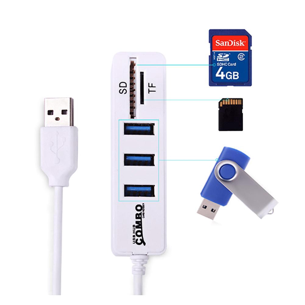 🌈NG USB Hub Combo 3 cổng Tốc độ cao USB 2.0 Hub Splitter Multi USB Combo 2 trong 1 Đầu đọc thẻ SD / TF