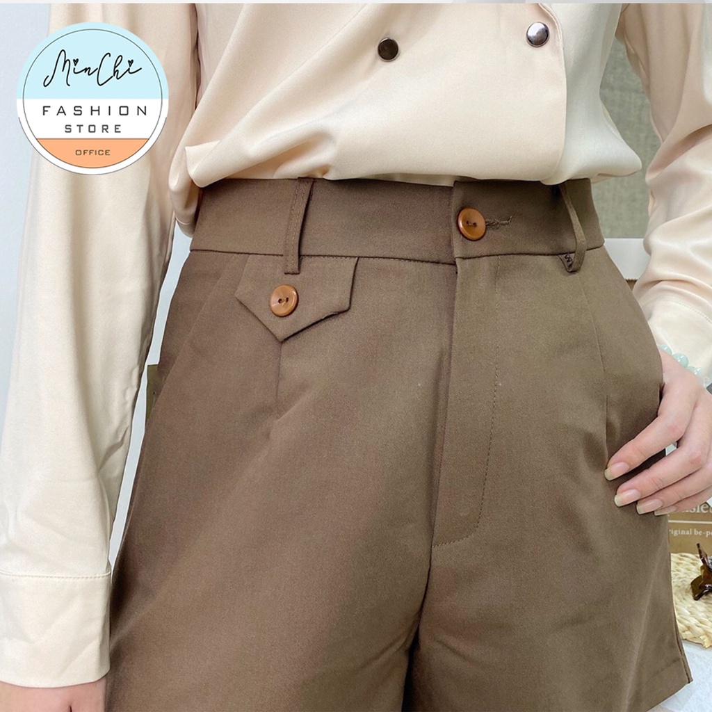 Quần Đùi Nữ Minchi Quần Đùi Vải Cotton Dày Dặn Cạp Cao 2 màu  Kiểu Dáng Thời Trang size  S M L