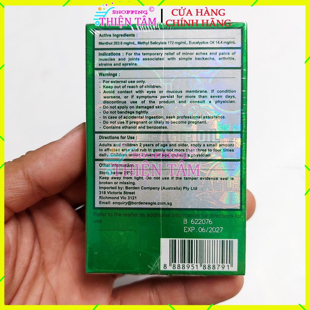 2 Chai Dầu Gió Xanh Con Ó 24ml Nội Địa Úc Australia Made Singapore