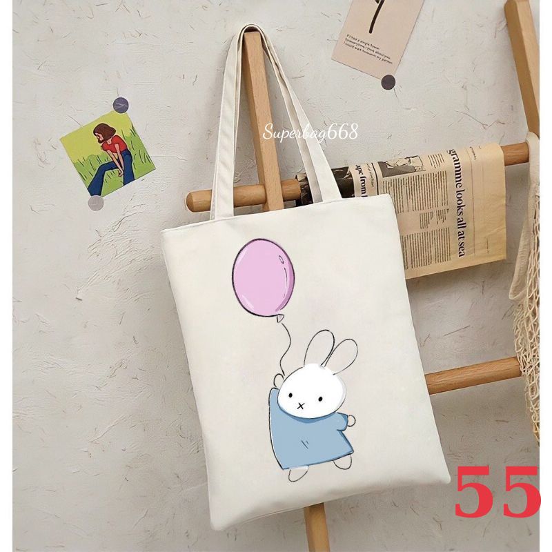 Túi tote túi vải canvas Hàn Quốc đựng vừa A4 laptop đi chơi đi học Superbag668 HQ215