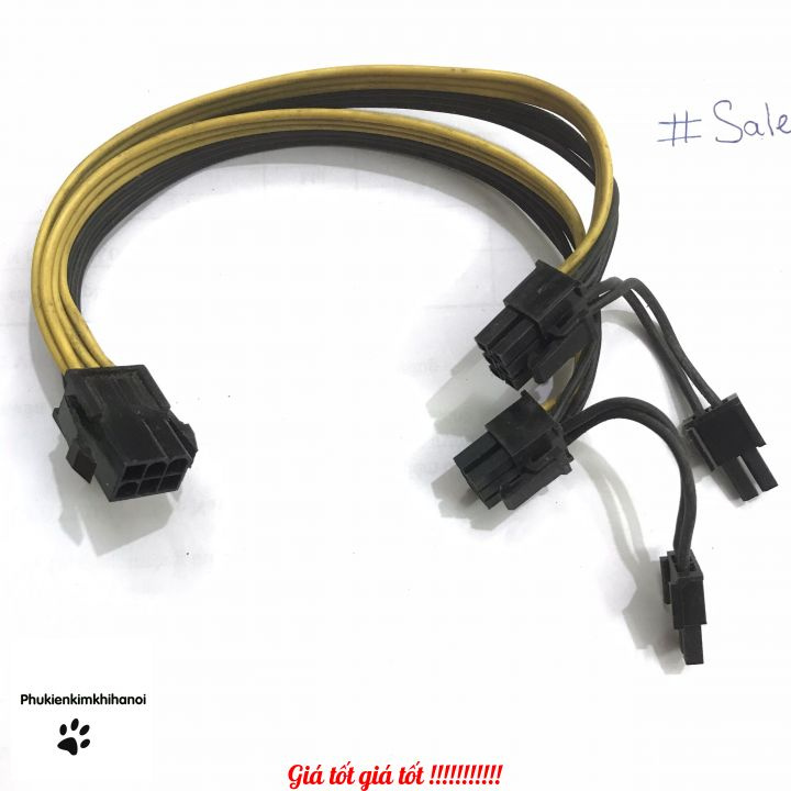 Cáp chia 6 pin PCIE ra 2 đâng 6+2 pin cấp nguồn cho VGA- LOẠI DÂY DẸT SỊN CAP014