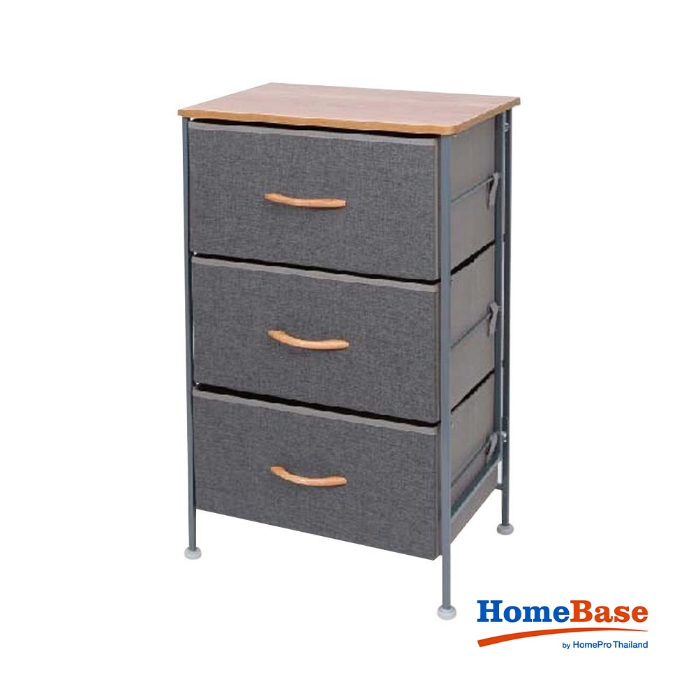 HomeBase STACKO Tủ vải 3 tầng khung thép THYME W45xH76xD30cm màu xám