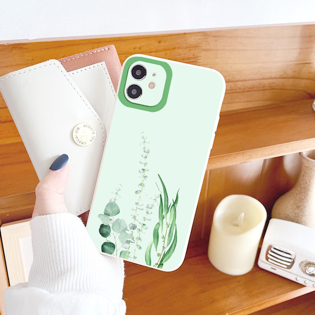 Ốp iphone - Ốp lưng iphone cạnh vuông viền camera Hoa dây dành cho ip 6 đến 14promax - ng275