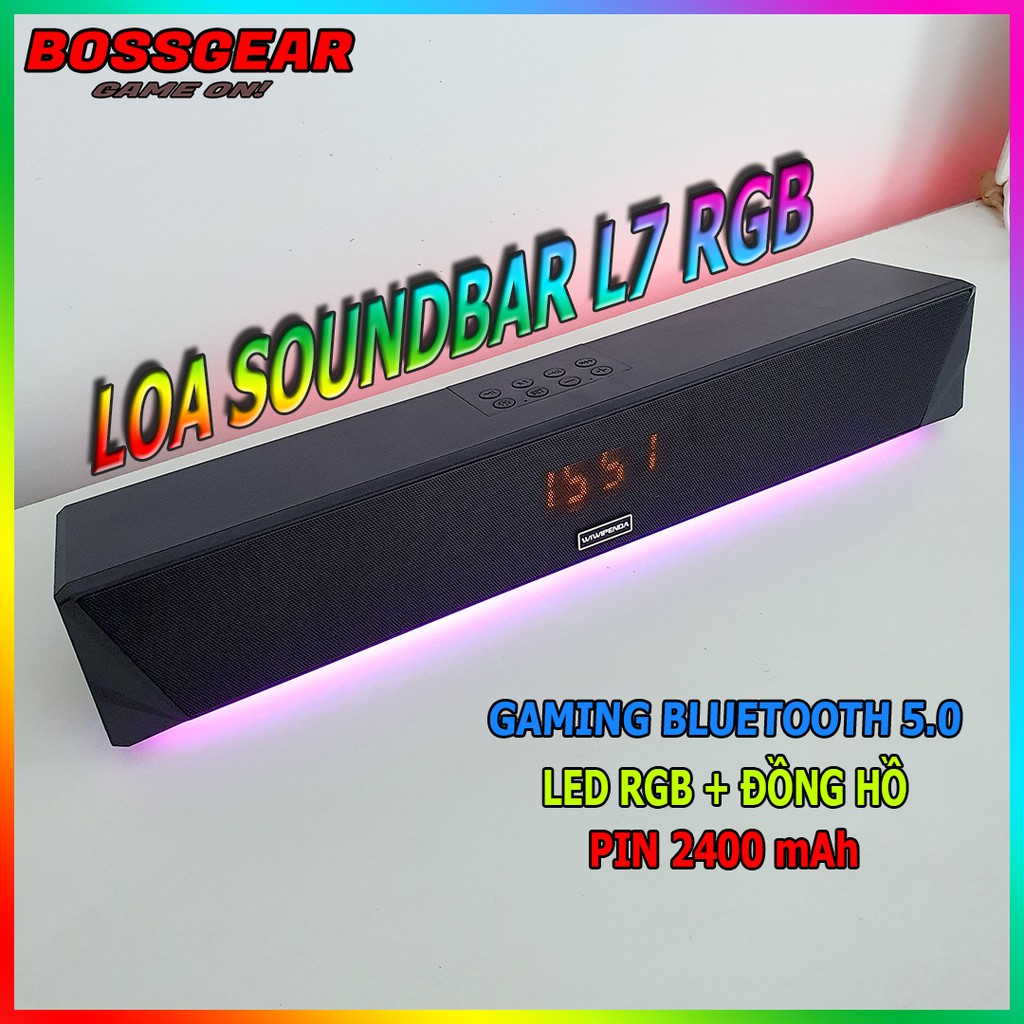 Loa SoundBar L7 RGB Bluetooth Gaming ( Có đồng hồ,AUX, LED gầm RGB )
