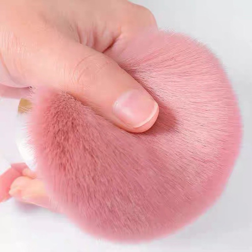 Chổi phủi bụi nail cán ngắn lông mềm hồng cao cấp, dụng cụ làm nail Jeliva Chính Hãng