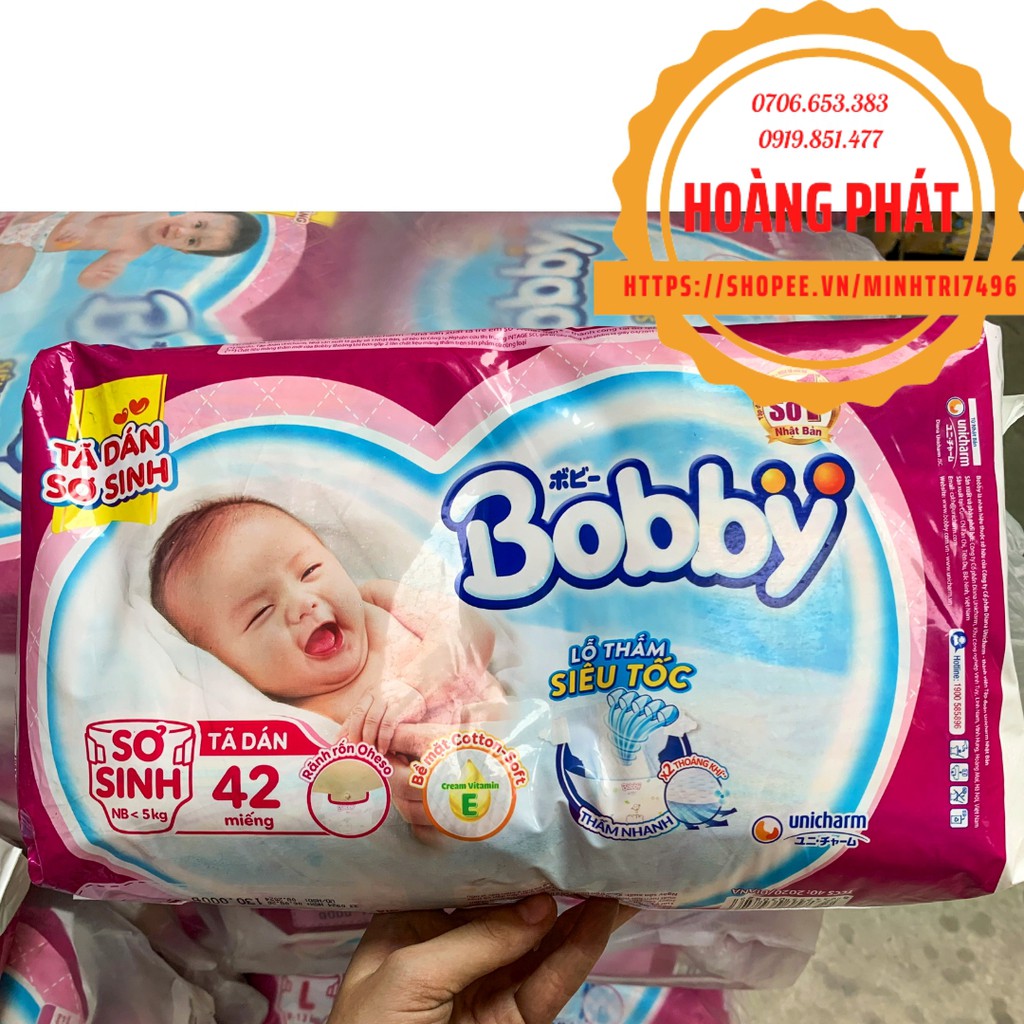 Tã dán trẻ em Bobby siêu thấm size XS gói 40 và 70 miếng