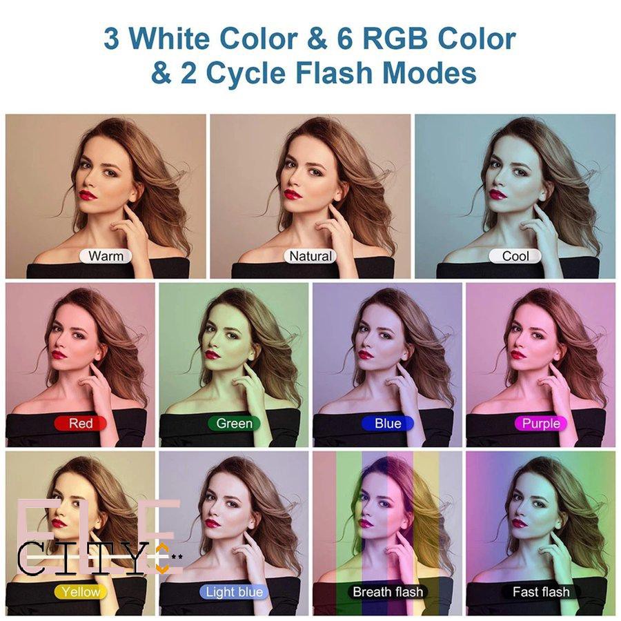 ✨ELE✨Selfie Clip RGB LED Ring Light Ring Rechargeable Battery For Smartphone