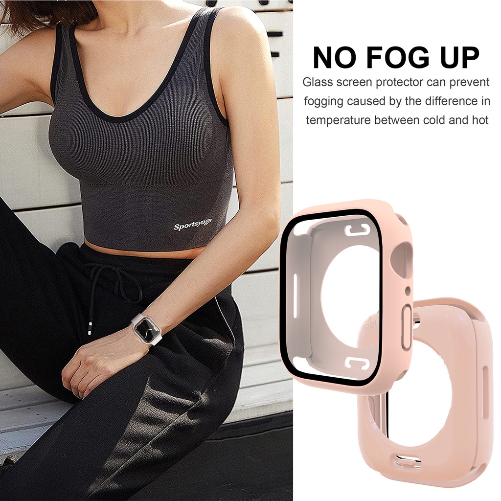 Ốp Bảo iWatch Series 8/7 41mm 45mm Vệ Màn Hình Chống Thấm Nước Bằng PC Cứng Có Viền Mặt Kính Bảo Vệ 360 Độ Cho Apple Watch Series 8/7 41mm 45mm