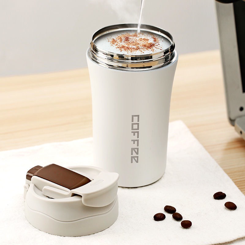 Cốc Giữ Nhiệt Cà Phê Bằng Thép Không Gỉ 420Ml Bình Có Ống Hút Chân Không RUGUO