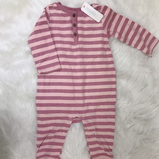 Bodysuit dài tay kẻ hồng tím Gymboree size 3-6m,6-12m,12-18m_hàng chính hãng Anh