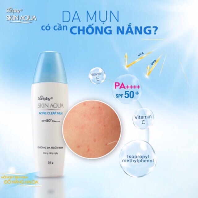 Kem chống nắng Sunplay Skin Aqua Acne Clear Milk 25g