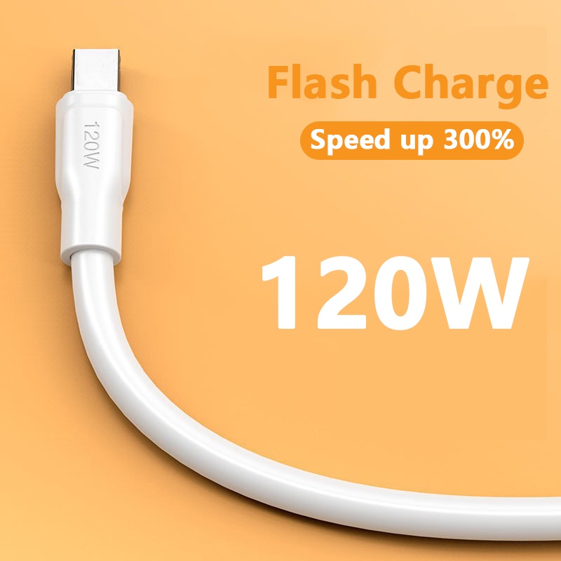 Cáp sạc VAORLO 6A 120W Type-C siêu sạc cho Xiaomi Huawei 6MM Cáp dày 1M 1.5M 2M Chiều dài USB-C
