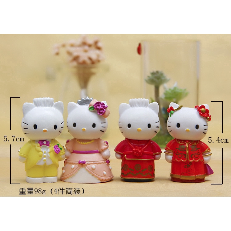 Bộ 4 búp bê Hello Kitty họa tiết đám cưới xinh xắn làm quà cho bé