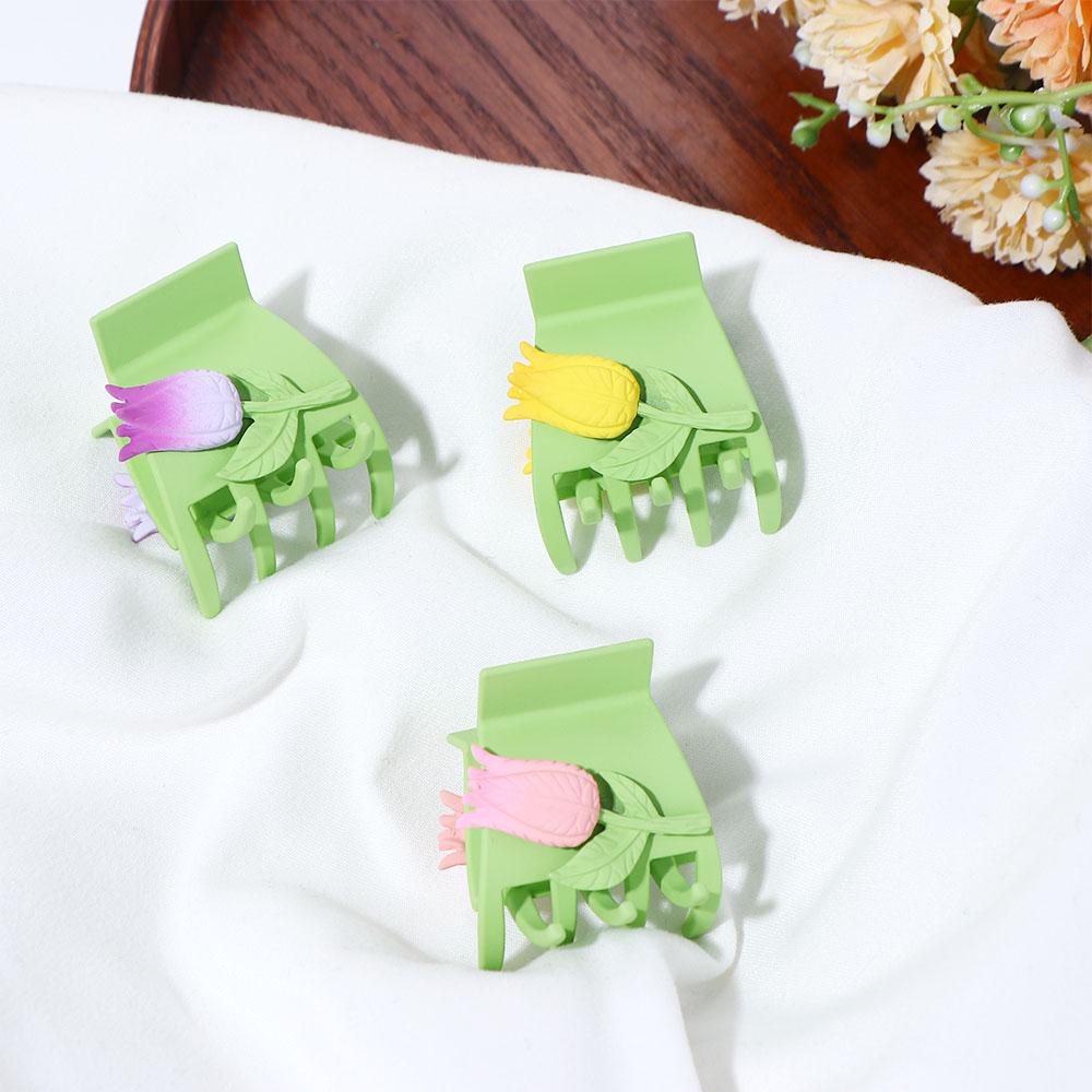 Kẹp Tóc Càng Cua Cá Mập Nhỏ Hình Hoa Tulip Lấp Lánh Thanh Lịch Cổ Điển Cho Nữ