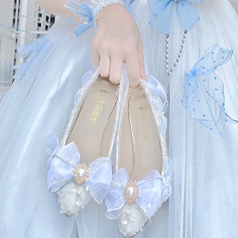 Tại chỗ giày cao gót thủ công trắng tinh khiết giày cao gót Lolita giày cao gót tòa án thanh lịch giày cao gót 8cm 9cm giày cao gót nhọn