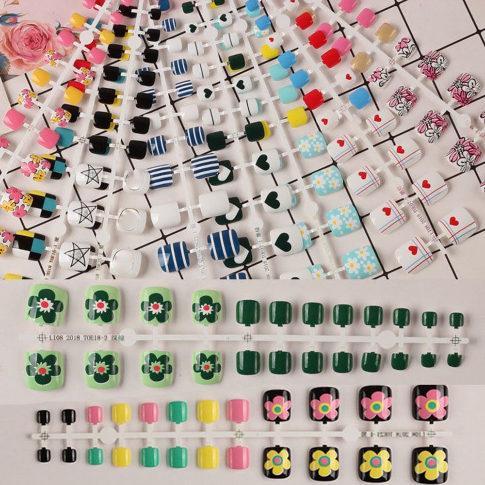 [Hàng mới về] Móng chân giả đầu vuông dáng ngắn nhiều kiểu tùy chọn trang trí móng chân nghệ thuật thời trang cho bạn nữ