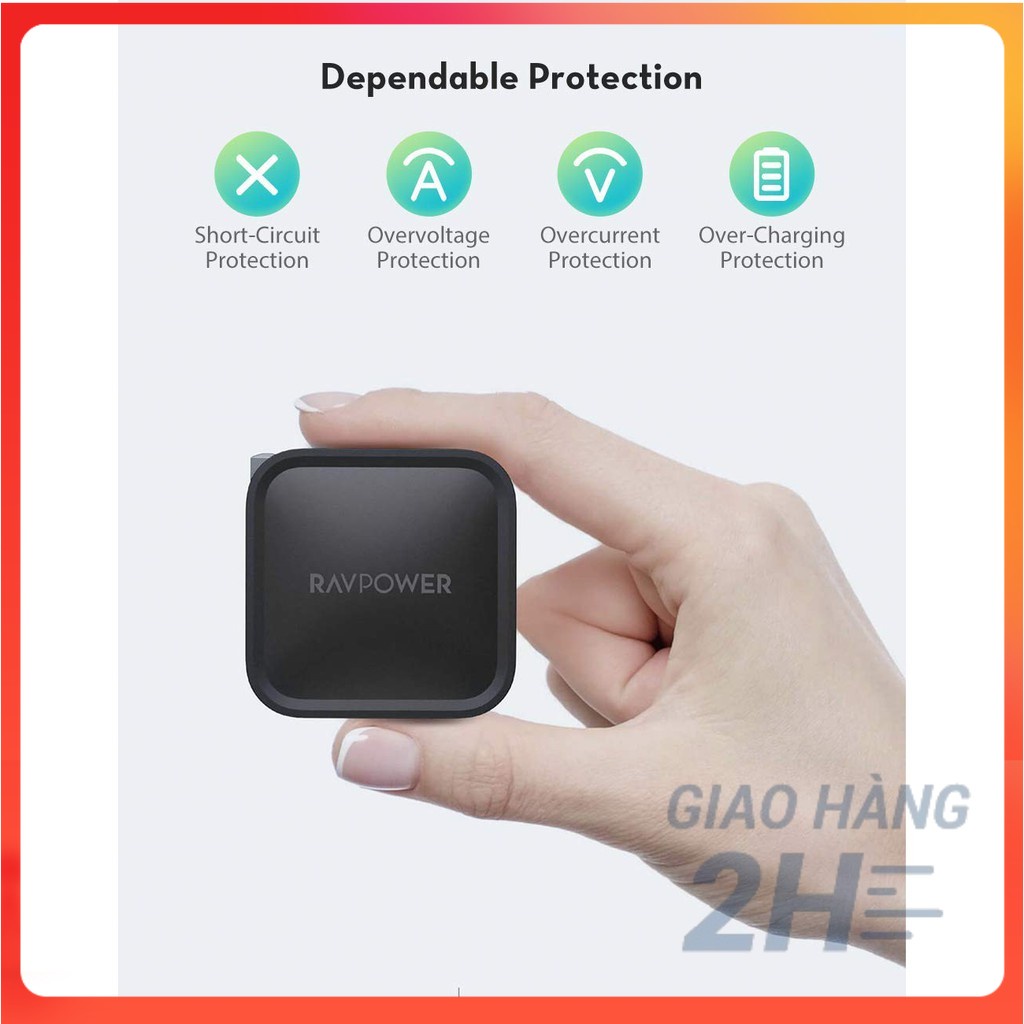 Sạc nhanh RAVPower Type C - 61w - GaN (RP-PC112) - ACSTORE