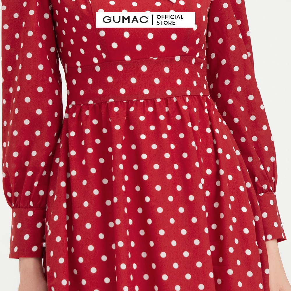 Đầm ôm nữ bi cổ trắng GUMAC thiết kế tiểu thư, bánh bèo màu đỏ DB488 | BigBuy360 - bigbuy360.vn