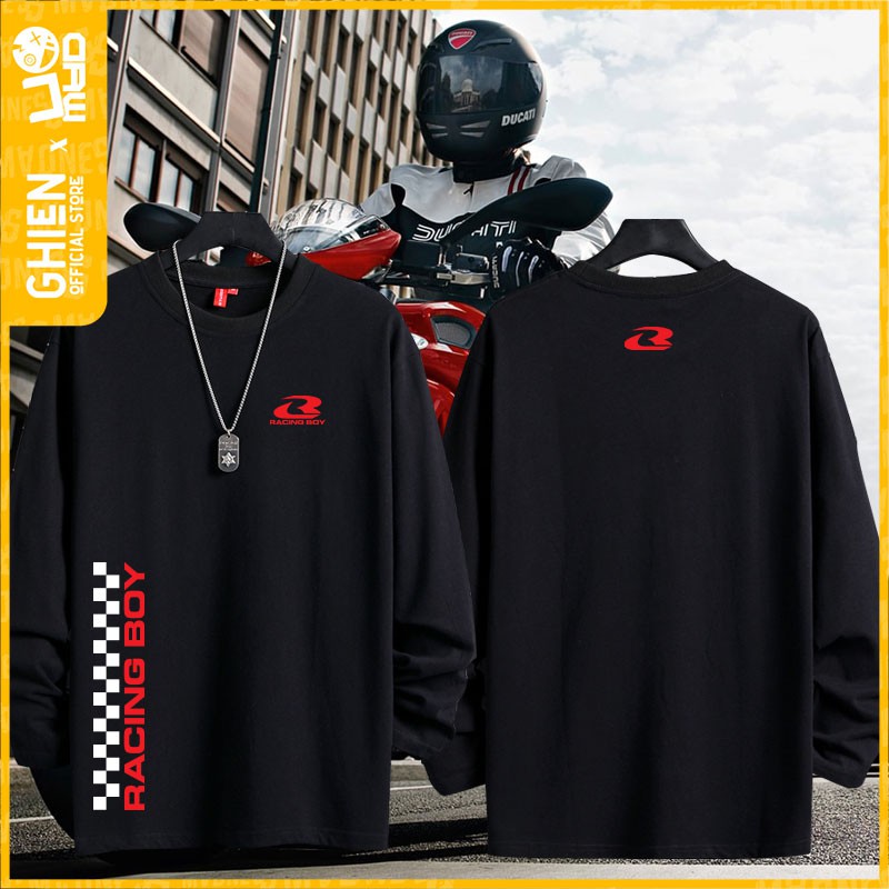 Áo thun tay dài nam UMAD racing boy RCB v.2 phản quang cổ tròn tay màu đen có big size100kg mẫu Biker xe độ, xe đua