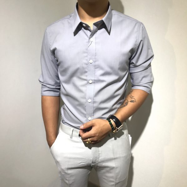 Áo sơ mi nam dài tay áo kiểu hàn quốc F8888 Màu Ghi Xám Cao cấp