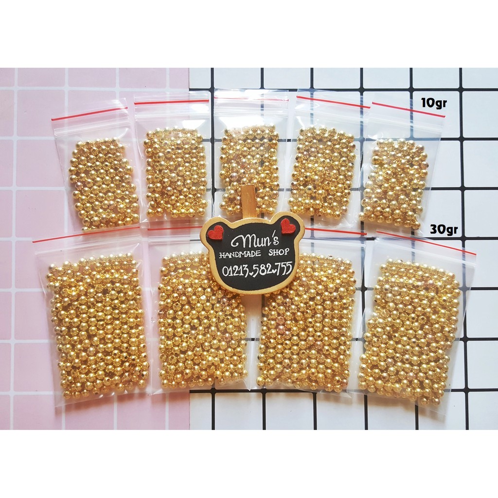 Túi 30gr hạt ngọc trai nhựa trắng/đen/kem/vàng bóng - size 6mm (6 ly) làm nhụy hoa