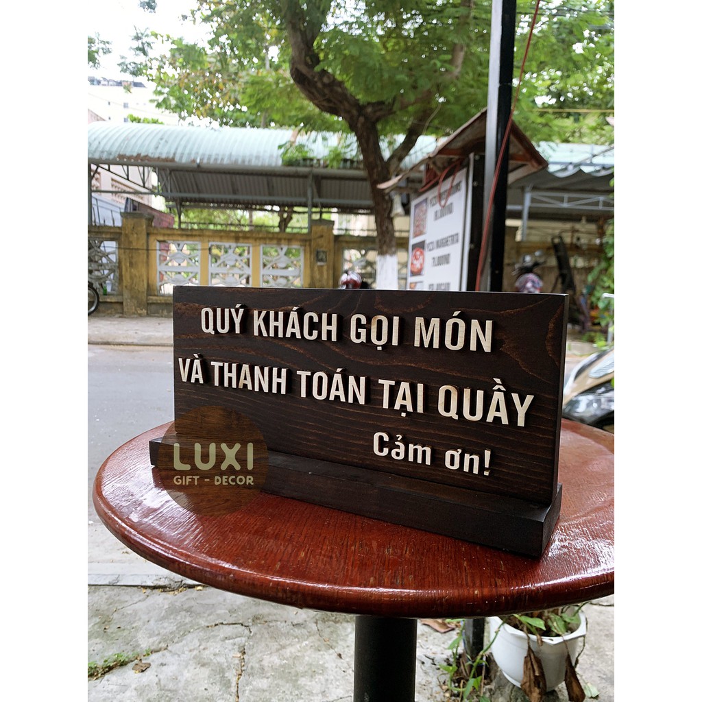 Bảng gỗ gọi món tại quầy order here LUXI DECOR