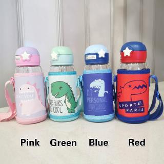 Bình Đựng Nước Bằng Nhựa Hình Khủng Long Đáng Yêu Kèm Ống Hút Cho Bé