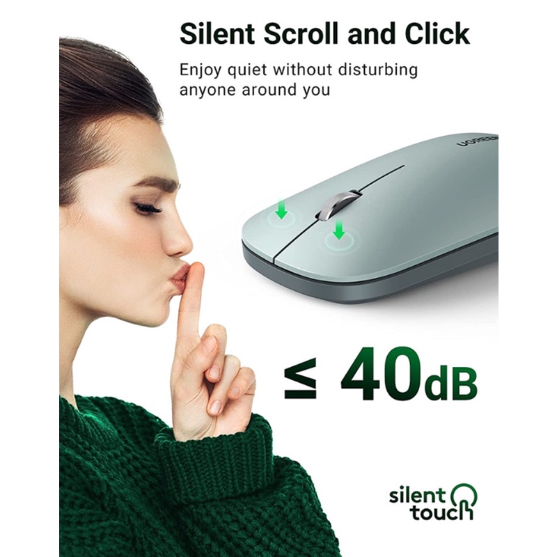 Chuột không dây 2.4G Ugreen 90372 Silent Click 4000 DPI chính hãng