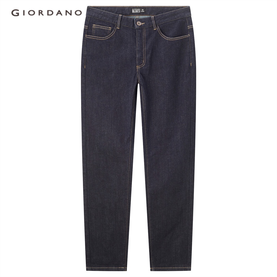 Quần jeans GIORDANO 18112071 denim cạp vừa co giãn thời trang dành cho nam