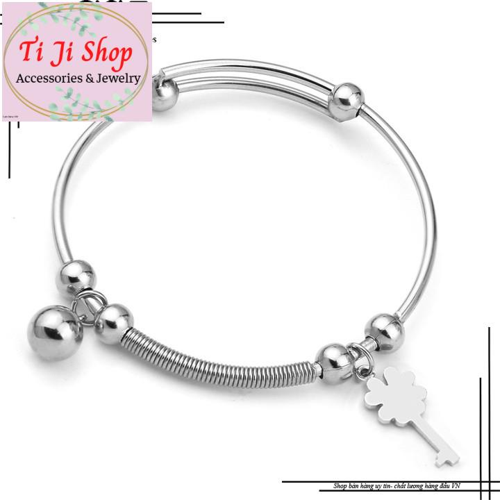 VÒNG TAY NỮ BI INOX CÁCH ĐIỆU GẮN PHỤ KIỆN - đẹp, không đen,