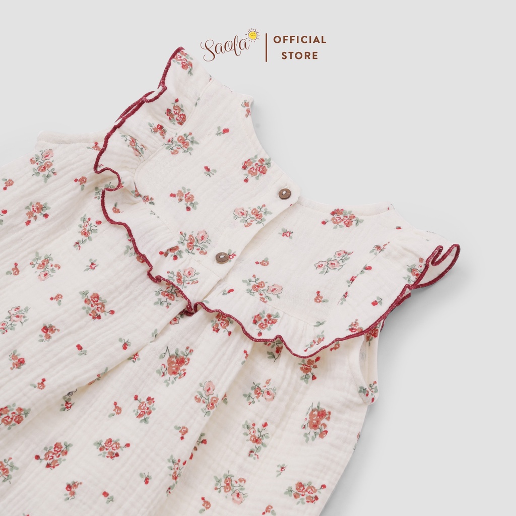 Váy Bé Gái Phối Bèo Chất Liệu Muslin Thoáng Mát Mềm Mịn - DRM019 - CAMELLIA DRESS - SAOLA KIDS CLOTHING