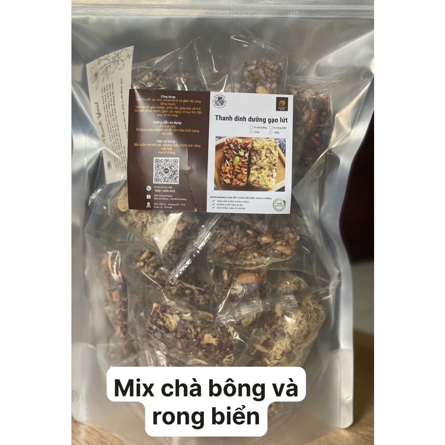 Thanh Gạo Lứt Ngũ Cốc Chà Bông, Rong Biển, Hạt Dinh Dưỡng Bếp Nhà Bống, giảm cân, ăn vặt, mẹ bầu, mix hạt dinh dưỡng