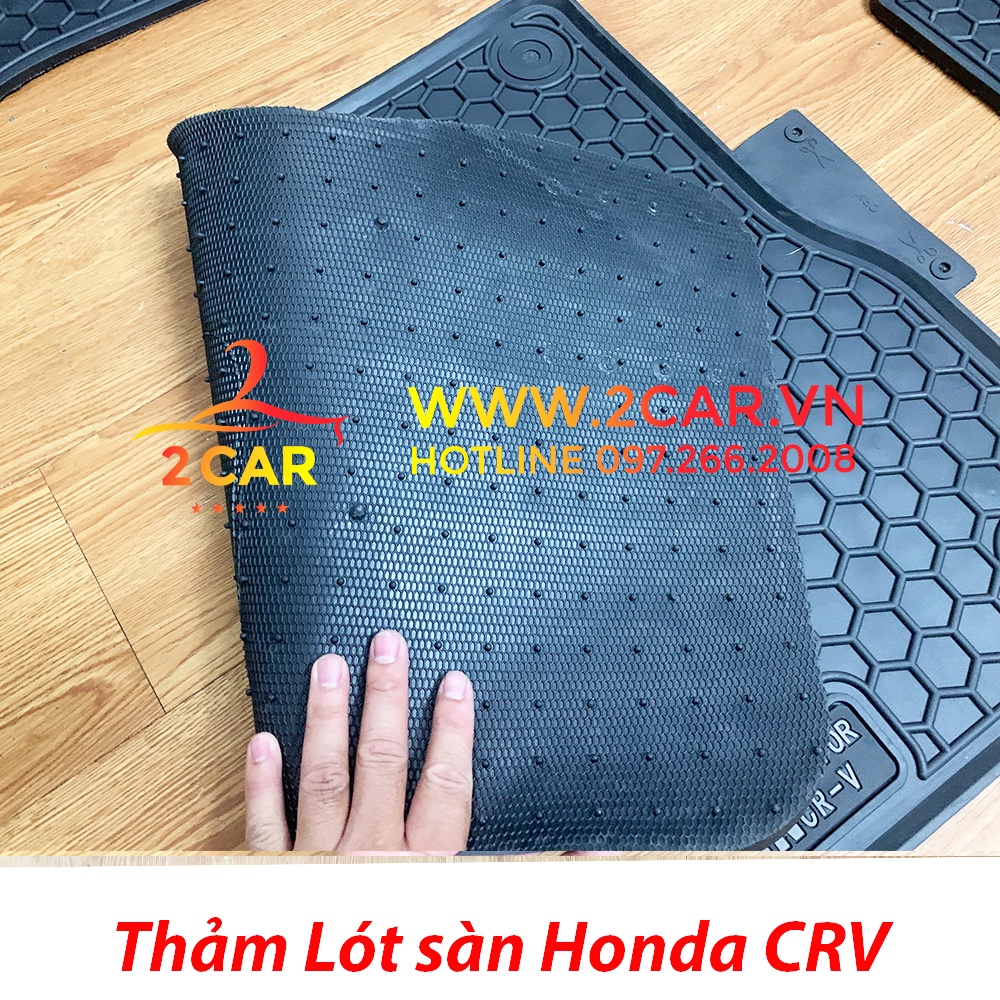 Thảm lót sàn cao su xe Honda CRV 2014 - 2022 không mùi, dễ vệ sinh - Mẫu tổ ong NISSIN chữ trắng
