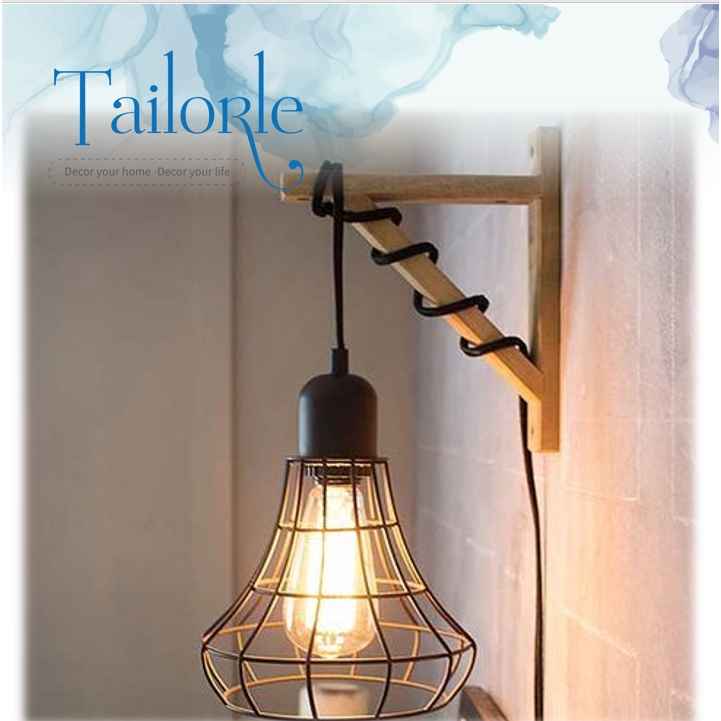 【TAILORLE】Eke gỗ cao su, giá đèn treo tường trang trí, decor trang trí phòng ngủ phong cách