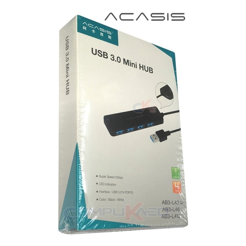 Bộ chia Hub 4 cổng USB 3.0 nhỏ gọn dùng cho laptop, máy tính PC, bàn phím, ổ đĩa... ACASIS AB3-L412