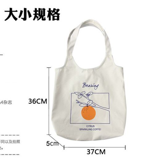 [TRỢ GIÁ] Túi tote trơn vải bố đựng đồ canvas họa tiết quả cam phong cách Hàn Quốc Juka Shop,tote thời trang đeo chéo,