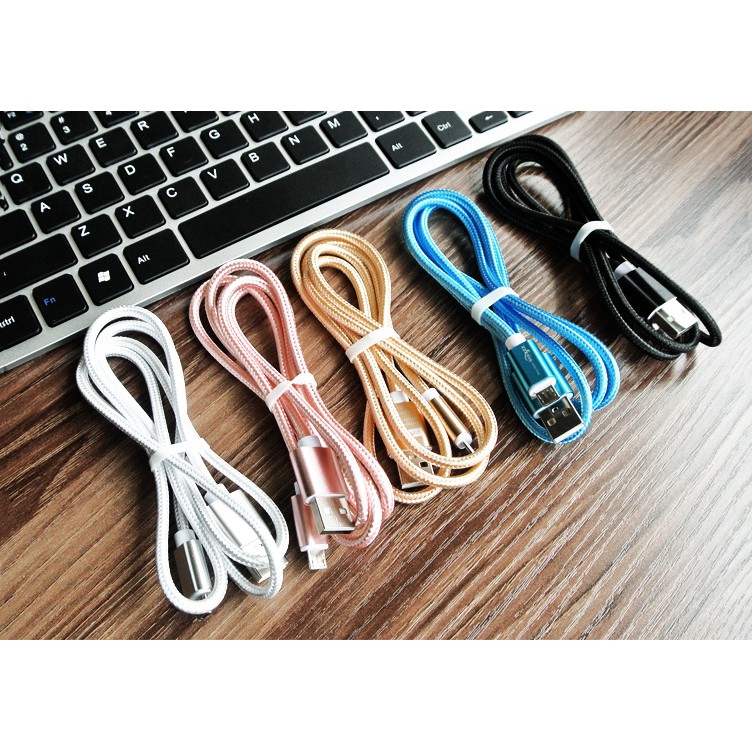 Dây cáp sạc truyền dữ liệu Micro USB dây nylon bện cho Samsung Vivo Oppo