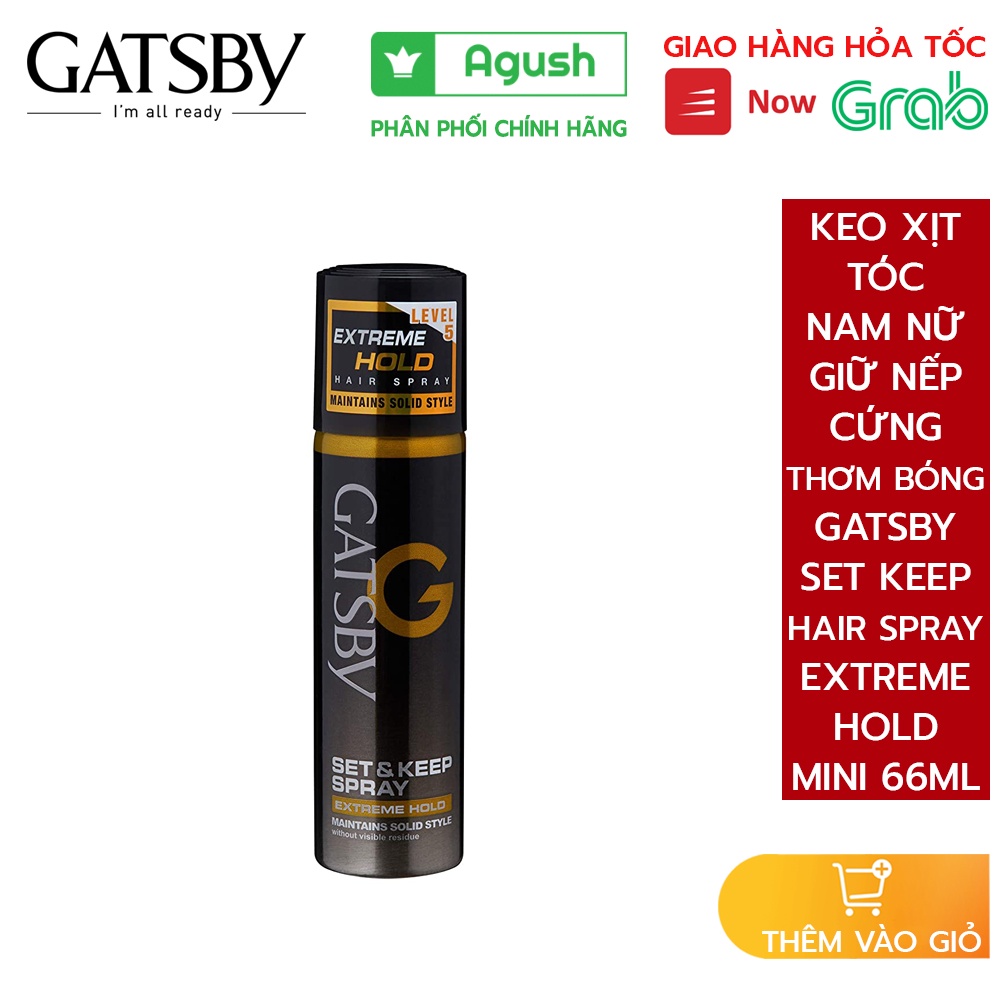 Keo xịt tóc nam khô giữ nếp tạo kiểu cứng Gatsby Set Keep Hair Spray bình mini 66ml thơm cố định hình phồng bóng tóc mái