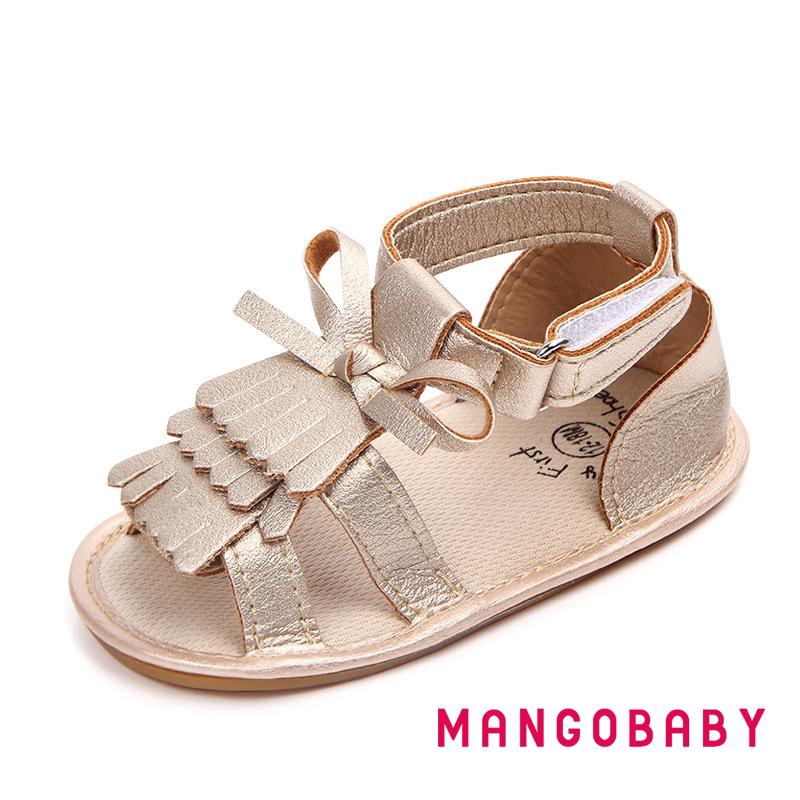 Giày sandal tua rua buộc dây chất liệu da cho bé gái