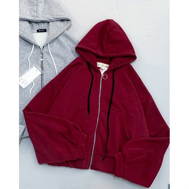 ÁO KHOÁC CROPTOP TAY PHỒNG NỮ VẢI NỈ ,ÁO HOODIE CROPTOP NỮ MÀU TRƠN NHIỀU MÀU | BigBuy360 - bigbuy360.vn