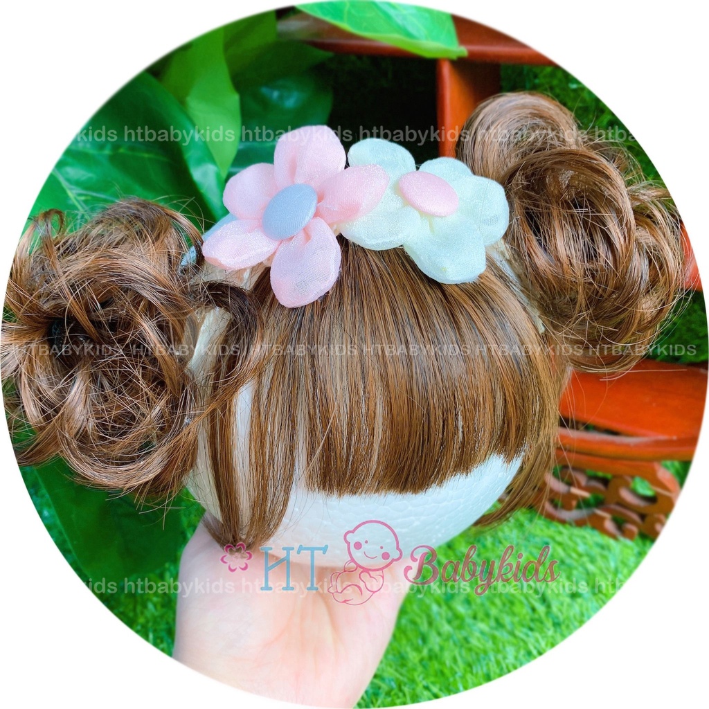 Turban Tóc Giả Xoăn 2 Bên Cho Bé Gái