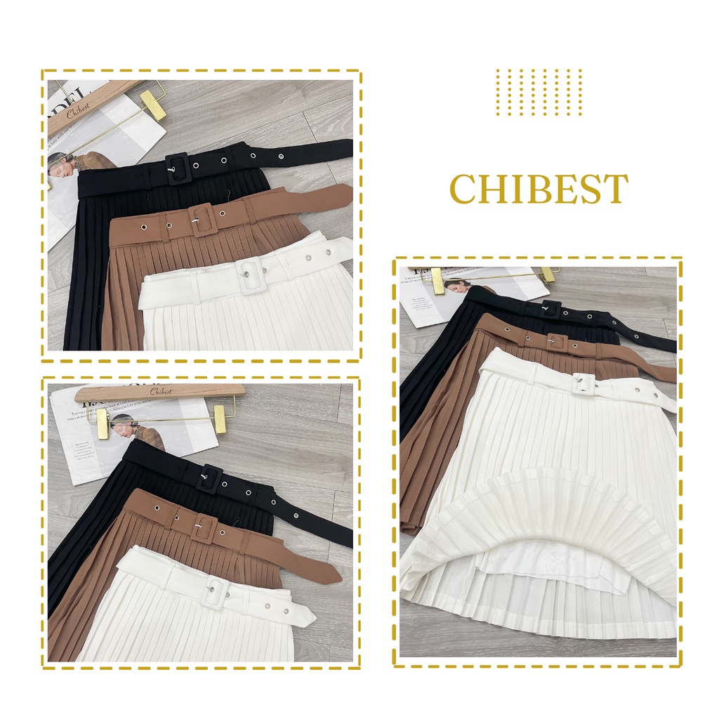 Chân váy ngắn xếp ly kèm đai CHIBEST (𝐘𝐕𝐁𝟖𝟒)
