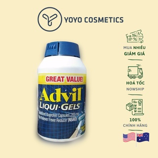 Thuốc đau bụng kinh Advil Liquid Gel giảm các triệu chứng đau cơ xương khớp đau đầu 120 viên của Mỹ