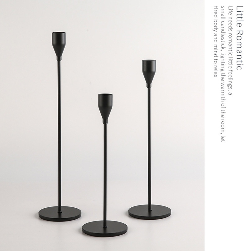 Bộ 3 Chân Nến Bằng Kim Loại Sang Trọng Trang Trí Bàn Làm Việc / Tiệc Cưới / Nhà Cửa