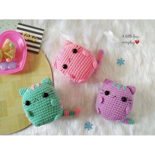 Móc khoá mèo Pusheen bằng len cute hột me