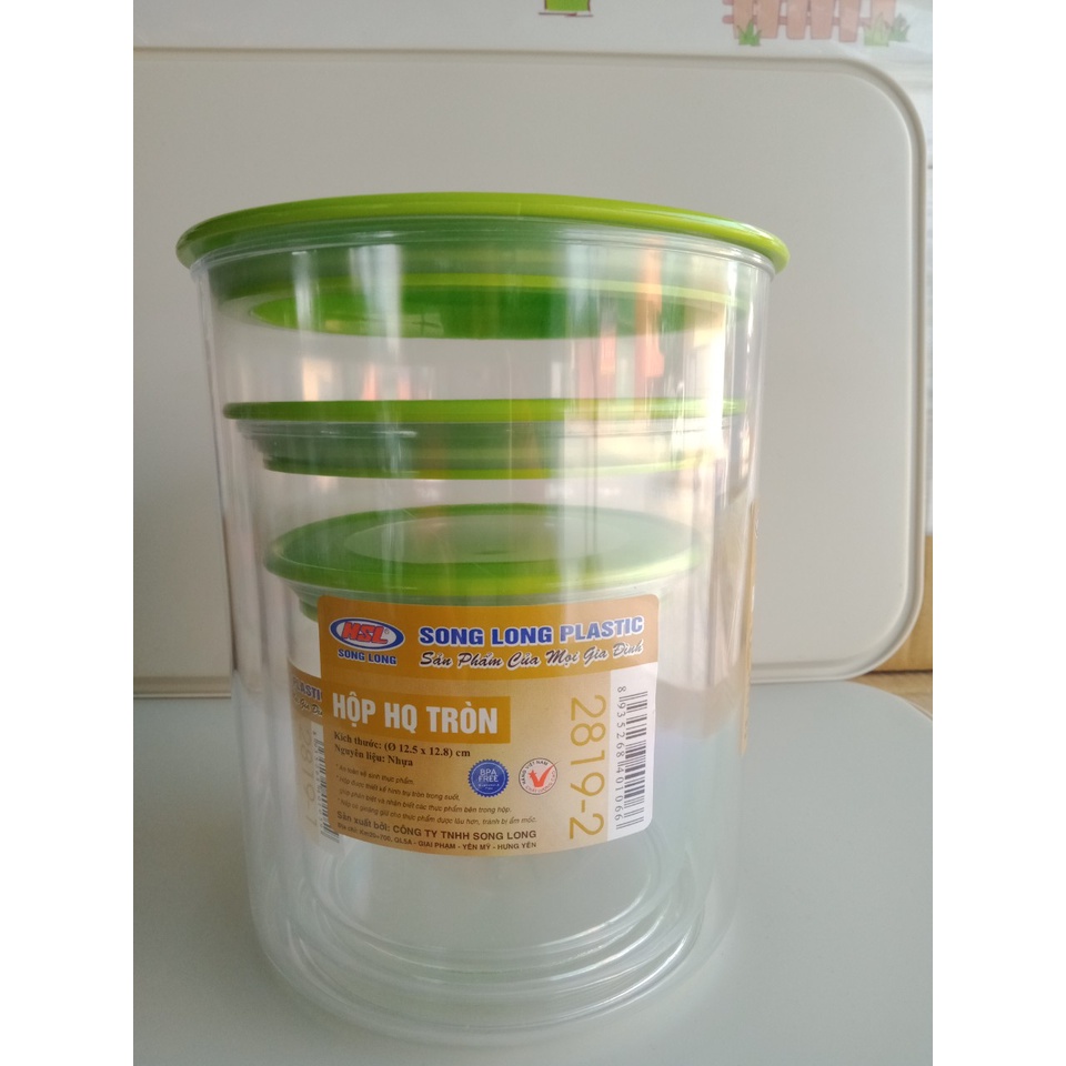 Bộ 3 hộp bảo quản thực phẩm nhựa có nắp Song Long Plastic 2819 cao cấp