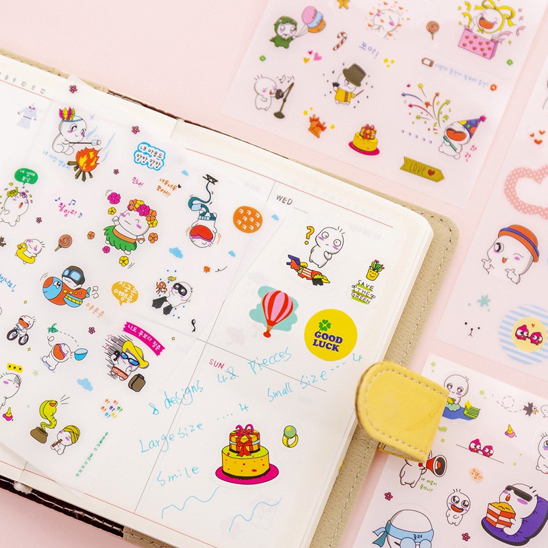 Sticker hoạt hình Nhiều mẫu Pison dễ thương, hình dán cute trang trí đáng yêu giá rẻ – 1 bộ